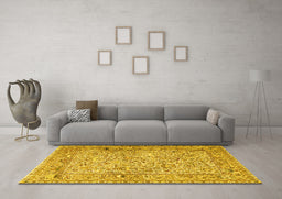 Machine Washable Persian Yellow Traditional Rug in a Living Room, wshtr3670yw