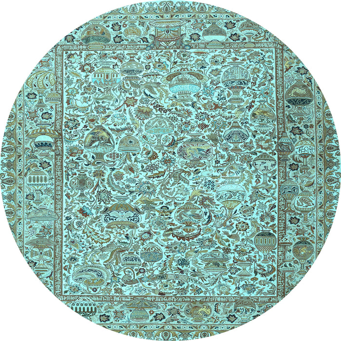 Round Persian Light Blue Traditional Rug, tr3670lblu