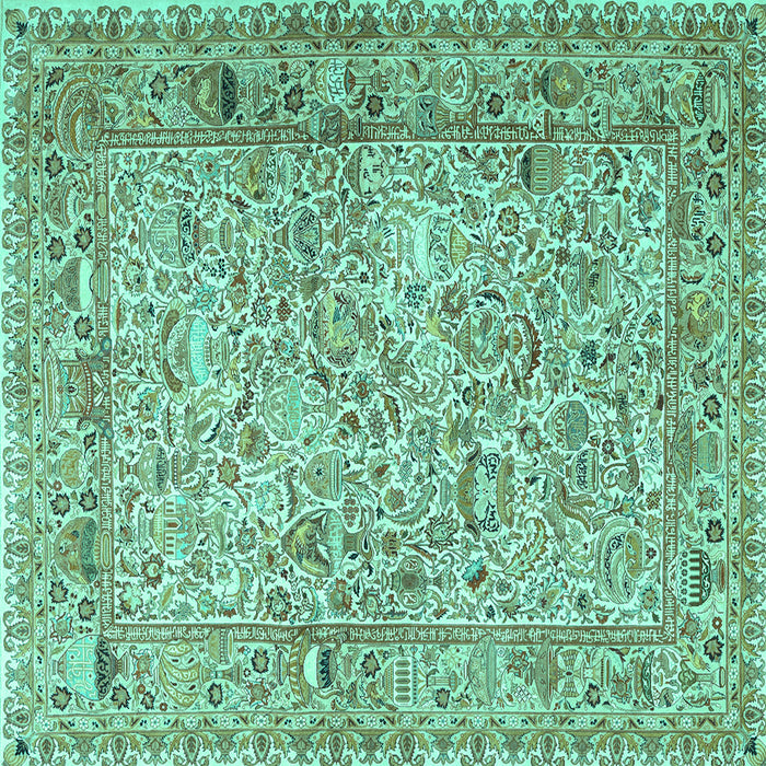 Square Persian Turquoise Traditional Rug, tr3670turq