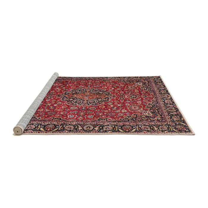 Sideview of Machine Washable Traditional Saffron Red Rug, wshtr3671