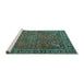 Sideview of Machine Washable Persian Turquoise Traditional Area Rugs, wshtr3671turq