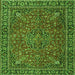 Round Machine Washable Persian Green Traditional Area Rugs, wshtr3671grn