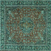 Square Persian Turquoise Traditional Rug, tr3671turq