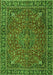 Serging Thickness of Machine Washable Persian Green Traditional Area Rugs, wshtr3671grn