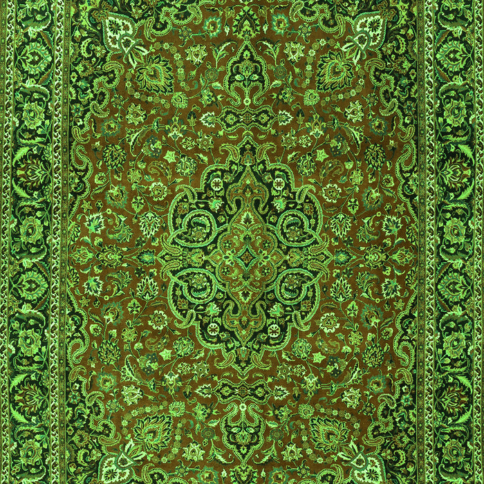 Serging Thickness of Machine Washable Persian Green Traditional Area Rugs, wshtr3671grn