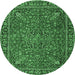 Round Persian Emerald Green Traditional Rug, tr3671emgrn