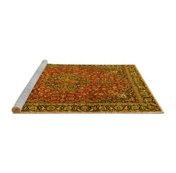 Sideview of Machine Washable Persian Yellow Traditional Rug, wshtr3671yw