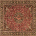 Square Machine Washable Persian Brown Traditional Rug, wshtr3671brn