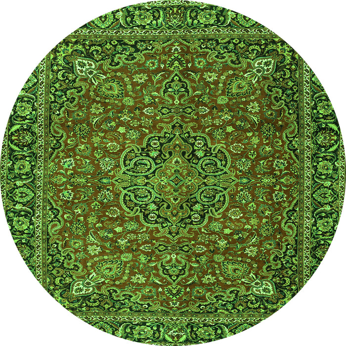 Machine Washable Persian Green Traditional Area Rugs, wshtr3671grn