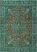 Machine Washable Persian Turquoise Traditional Area Rugs, wshtr3671turq