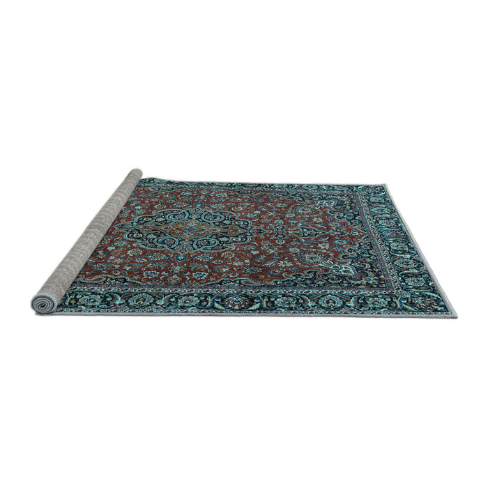 Sideview of Machine Washable Persian Light Blue Traditional Rug, wshtr3671lblu