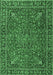 Machine Washable Persian Emerald Green Traditional Area Rugs, wshtr3671emgrn