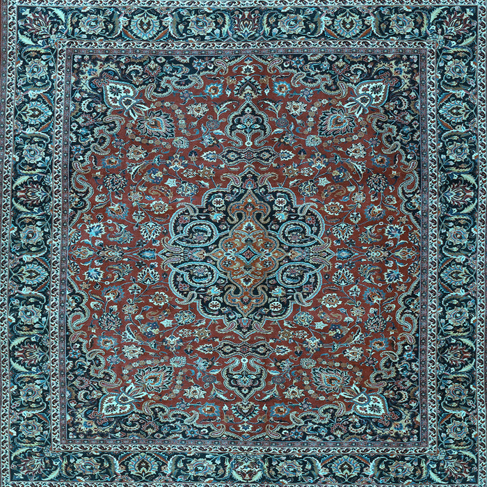 Square Machine Washable Persian Light Blue Traditional Rug, wshtr3671lblu