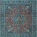 Square Machine Washable Persian Light Blue Traditional Rug, wshtr3671lblu