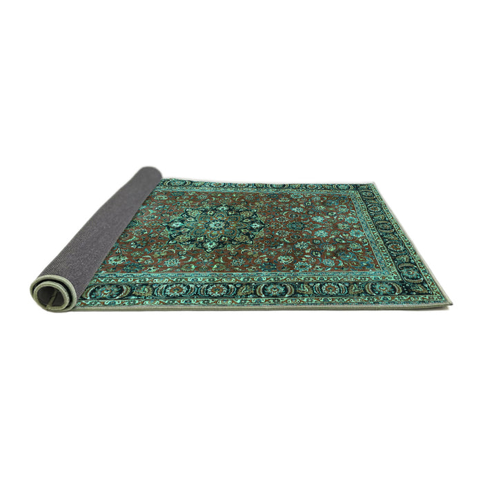 Sideview of Persian Turquoise Traditional Rug, tr3672turq