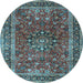 Round Persian Light Blue Traditional Rug, tr3672lblu