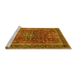 Sideview of Machine Washable Persian Yellow Traditional Rug, wshtr3672yw