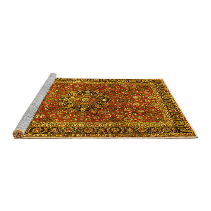 Sideview of Machine Washable Persian Yellow Traditional Rug, wshtr3672yw