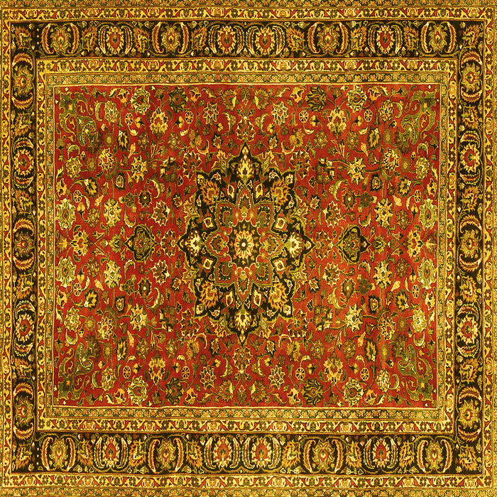 Square Machine Washable Persian Yellow Traditional Rug, wshtr3672yw