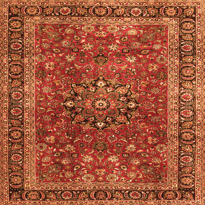 Round Machine Washable Persian Orange Traditional Area Rugs, wshtr3672org