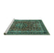 Sideview of Machine Washable Persian Turquoise Traditional Area Rugs, wshtr3672turq