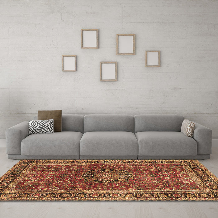 Machine Washable Persian Brown Traditional Rug in a Living Room,, wshtr3672brn