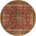 Round Machine Washable Persian Brown Traditional Rug, wshtr3672brn