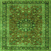 Round Machine Washable Persian Green Traditional Area Rugs, wshtr3672grn