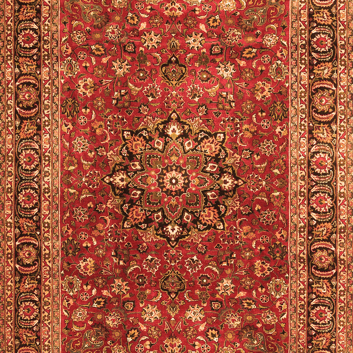 Serging Thickness of Machine Washable Persian Orange Traditional Area Rugs, wshtr3672org