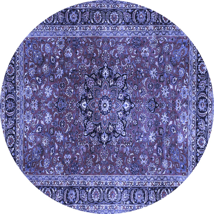 Round Machine Washable Persian Blue Traditional Rug, wshtr3672blu