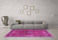 Machine Washable Persian Pink Traditional Rug, wshtr3672pnk