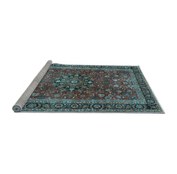 Sideview of Machine Washable Persian Light Blue Traditional Rug, wshtr3672lblu