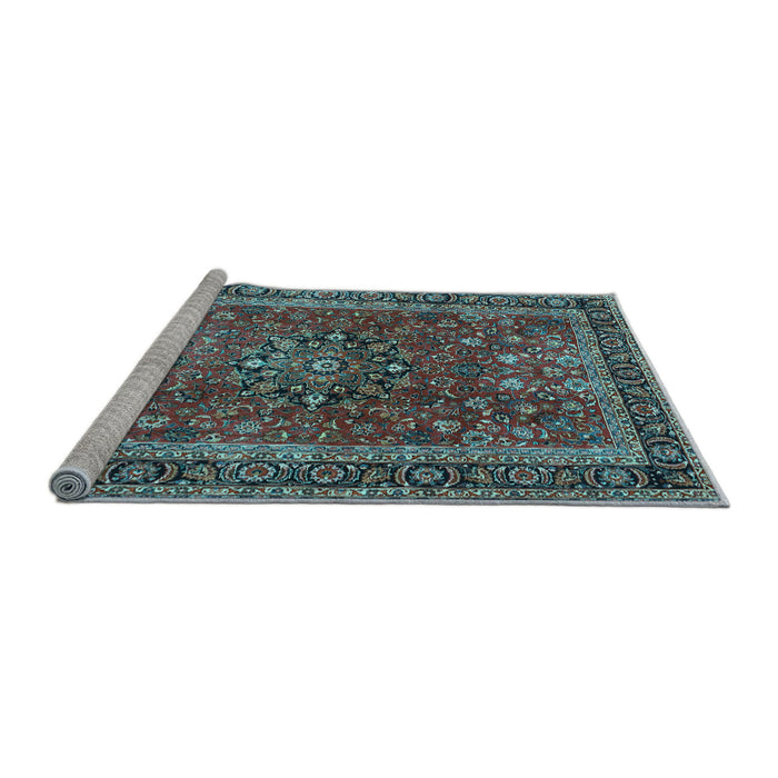 Sideview of Machine Washable Persian Light Blue Traditional Rug, wshtr3672lblu