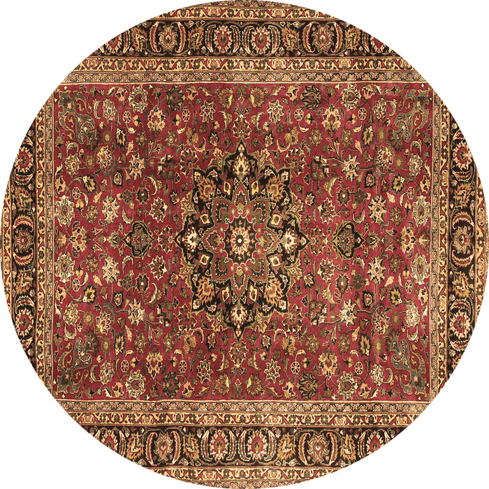 Round Persian Brown Traditional Rug, tr3672brn