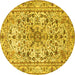 Round Persian Yellow Traditional Rug, tr3673yw