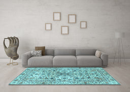 Machine Washable Persian Light Blue Traditional Rug in a Living Room, wshtr3673lblu