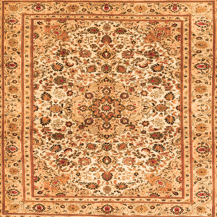 Round Machine Washable Persian Orange Traditional Area Rugs, wshtr3673org