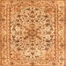 Round Machine Washable Persian Orange Traditional Area Rugs, wshtr3673org