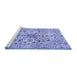 Sideview of Machine Washable Persian Blue Traditional Rug, wshtr3673blu