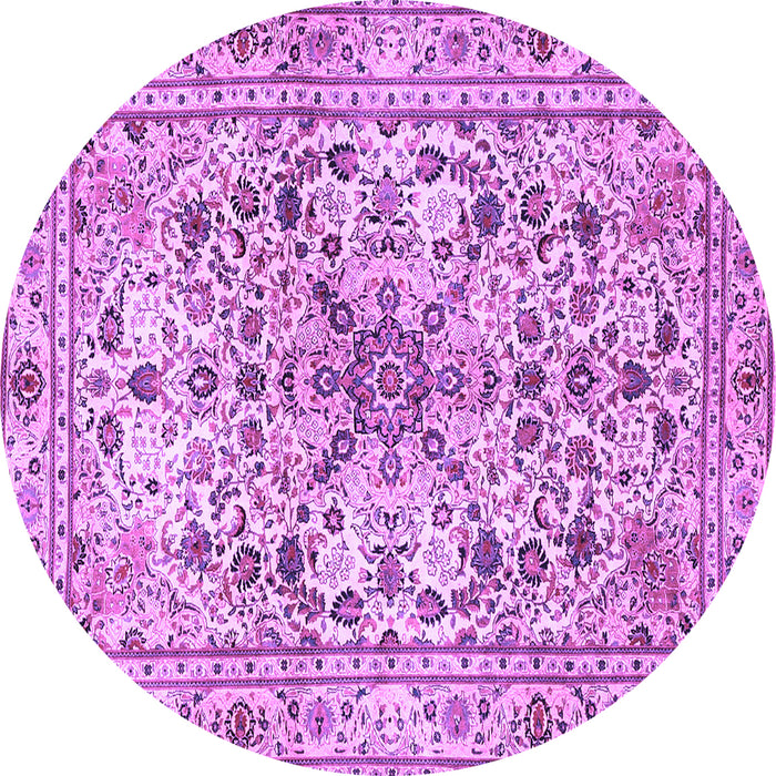 Round Machine Washable Persian Purple Traditional Area Rugs, wshtr3673pur