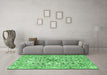 Machine Washable Persian Emerald Green Traditional Area Rugs in a Living Room,, wshtr3673emgrn