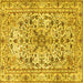 Square Machine Washable Persian Yellow Traditional Rug, wshtr3673yw