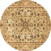 Round Persian Brown Traditional Rug, tr3673brn