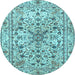 Round Persian Light Blue Traditional Rug, tr3673lblu