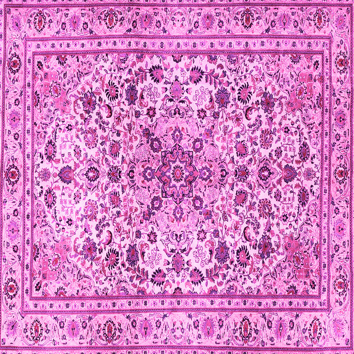 Square Machine Washable Persian Pink Traditional Rug, wshtr3673pnk