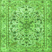 Round Machine Washable Persian Green Traditional Area Rugs, wshtr3673grn