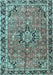 Machine Washable Persian Light Blue Traditional Rug, wshtr3674lblu