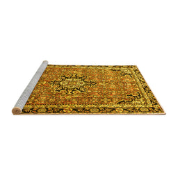 Sideview of Machine Washable Persian Yellow Traditional Rug, wshtr3674yw