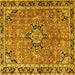 Square Machine Washable Persian Yellow Traditional Rug, wshtr3674yw