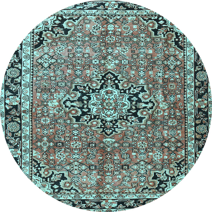 Round Persian Light Blue Traditional Rug, tr3674lblu